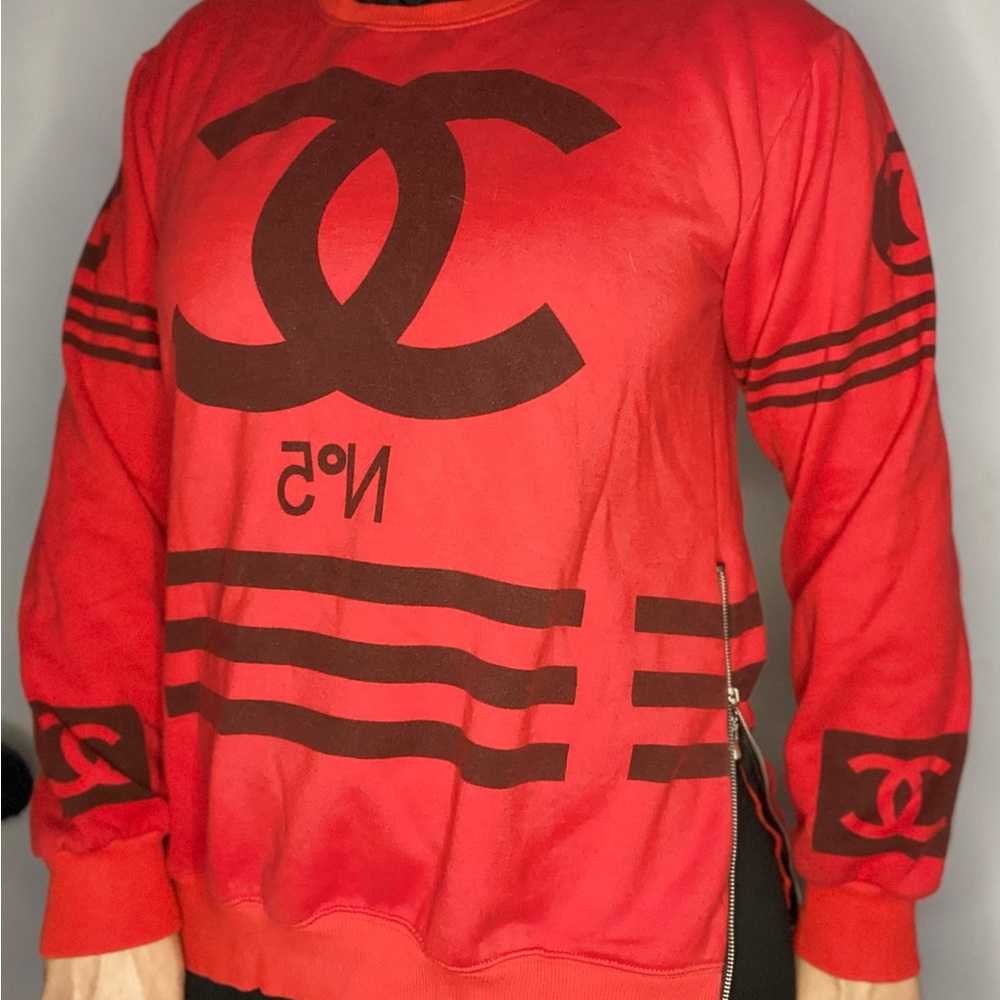 Red Designer Logo Sweater